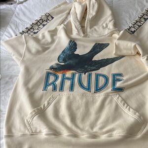 Rhude Cream Hoodie with Bird Graphic